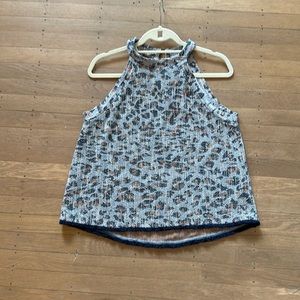 Navy leopard print halter blouse - M